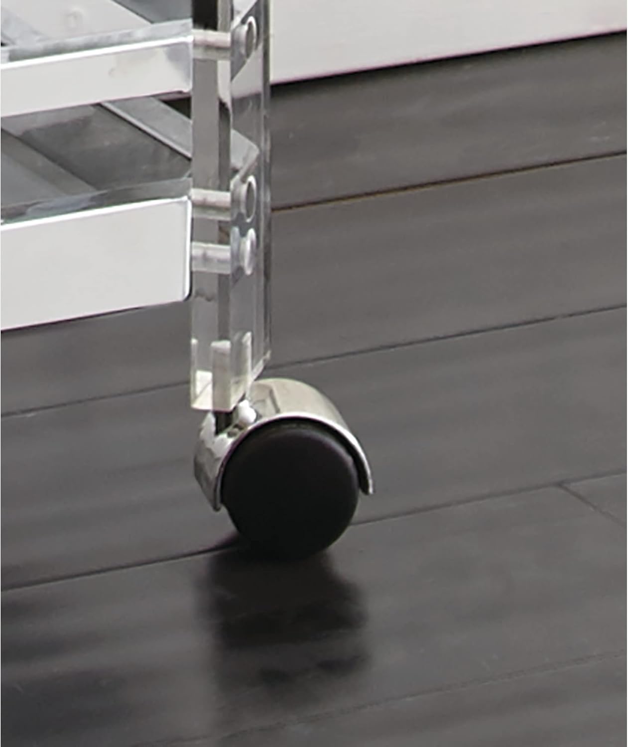 Steve Silver Furniture Aerin Kitchen Server Cart, Silver bar Cart, Tempered Glass, Two Display Shelves, 4 Casters, 3 Ring Wire Wine Bottle Holder, Dining Room, Bar, 28"" L x 17"" W x 35"" H, Silver