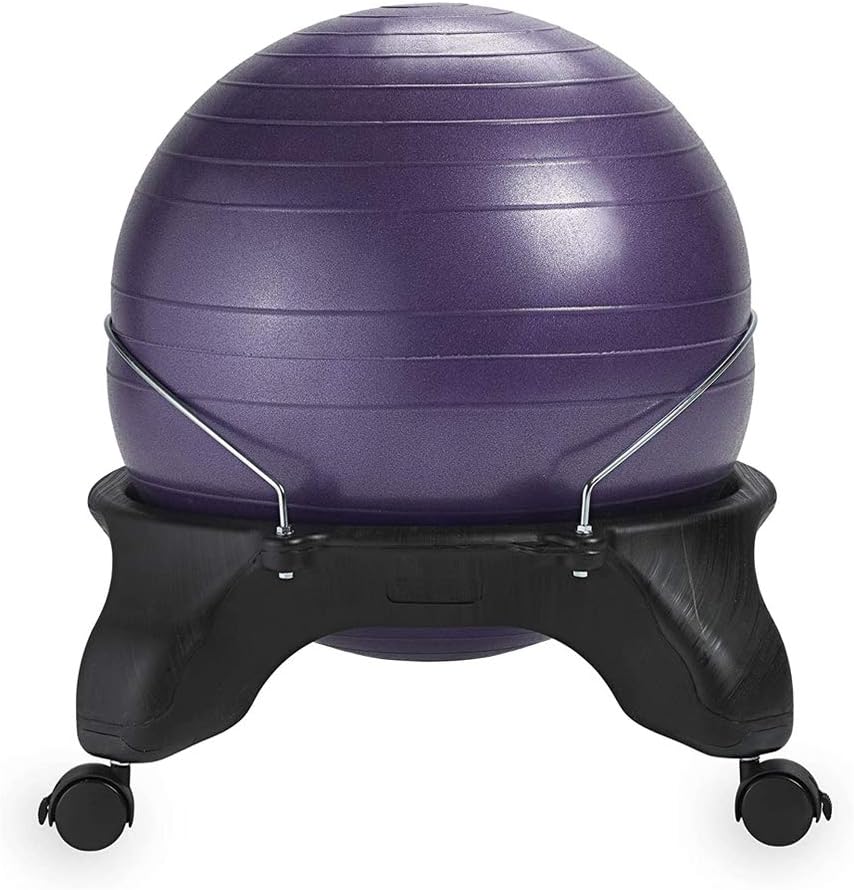 Gaiam Ultimate Balance Ball Chair with Swivel Base - Premium Exercise Stability Yoga Ball Ergonomic Chair for Home and Office Desk - Air Pump, Exercise Guide