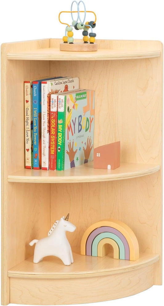 OOOK Wood Corner Cabinet, 2-Tier Toy Organizers and Storage, Montessori Shelf for Kids Room, Playroom, Nursery, Classroom, Kindergarten