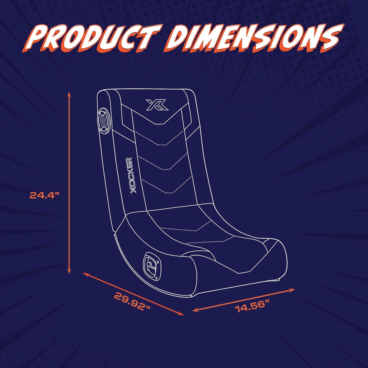 X Rocker Video Gaming Floor Rocker Chair, Built-in Audio, Foldable, for Gamers, Bedroom, or Game Room for Boys, Girls, Teens 5-17, Gifts for Gamers