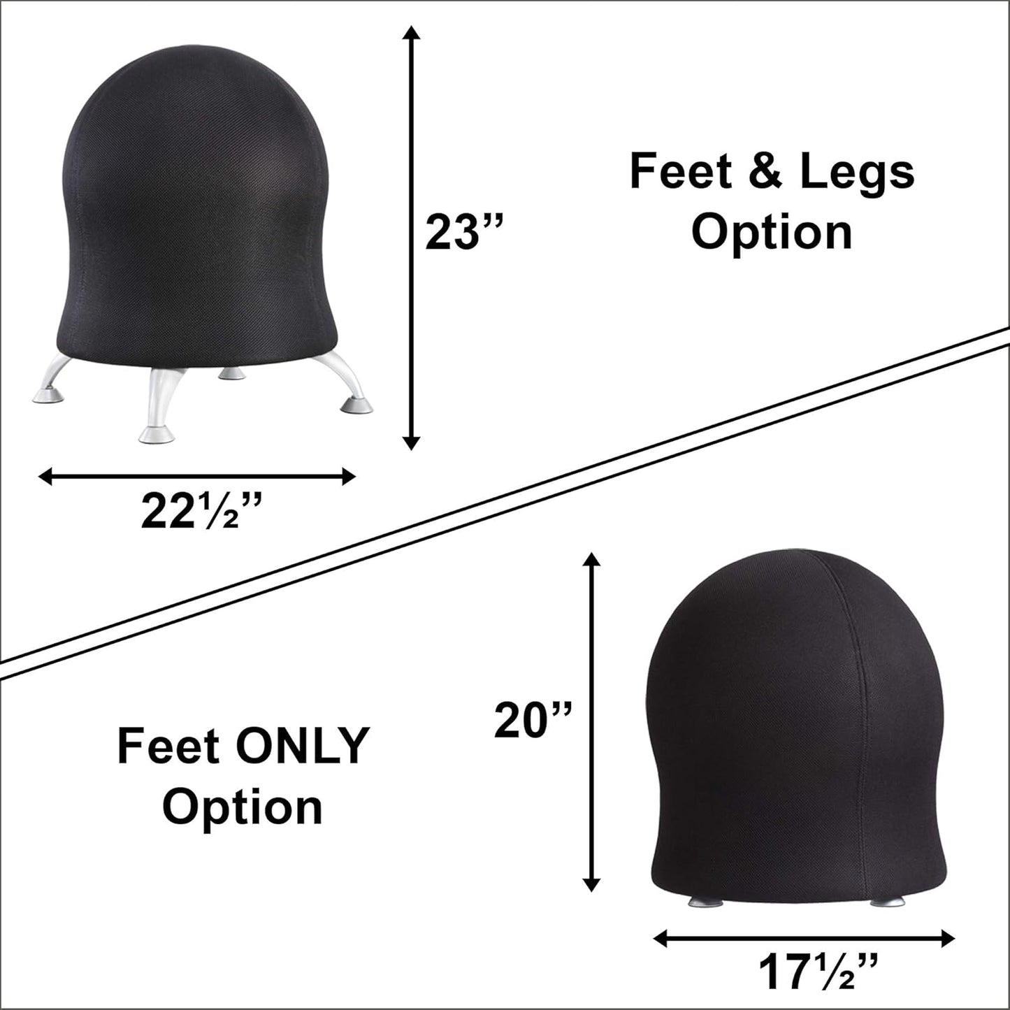 Safco Zenergy Inflatable Chair, Active Seating, Anti-Burst, Ball Chair for Home Office and Classroom, Black Mesh