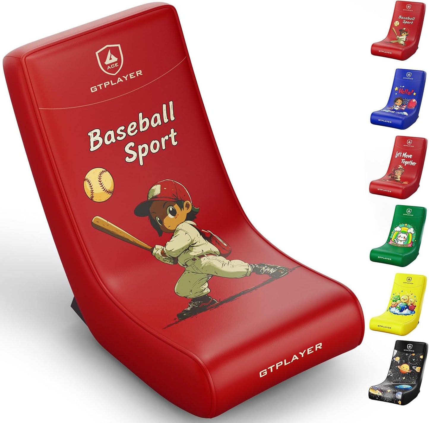 GTPLAYER Gaming Floor Rocking Chair – Rocker Floor Game Chair with Angle Limiter, Stylish Patterned Design, Comfortable Video Game Seat, Blue Flag Pattern