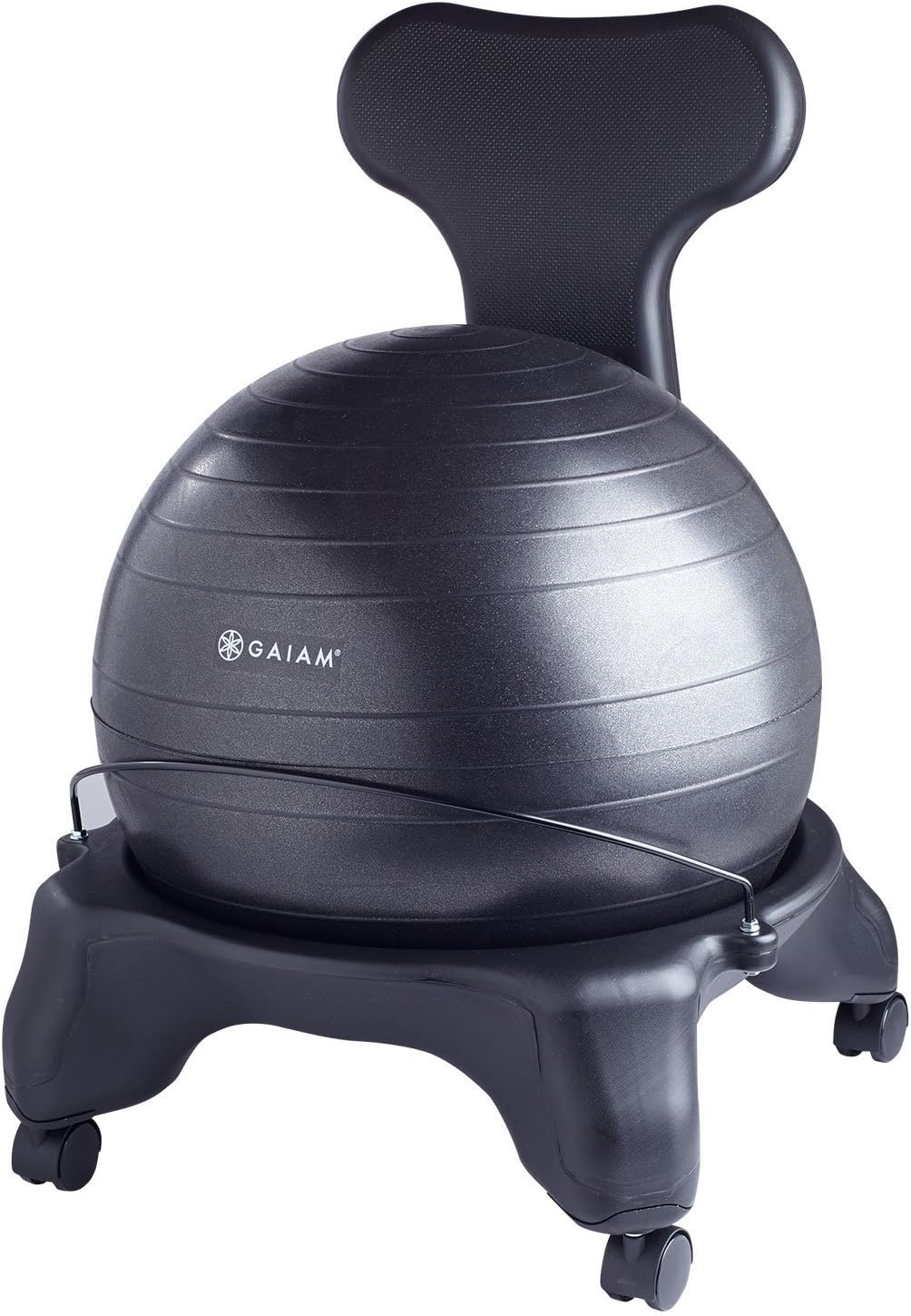 Gaiam 610-6002RTL Balance Ball Chair - Classic Yoga Ball Chair with 52cm Stability Ball, Pump & Exercise Guide for Home or Office, Black
