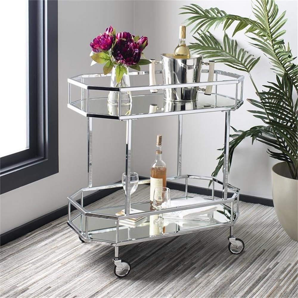 Safavieh Silva Bar Cart, Silver/Mirror