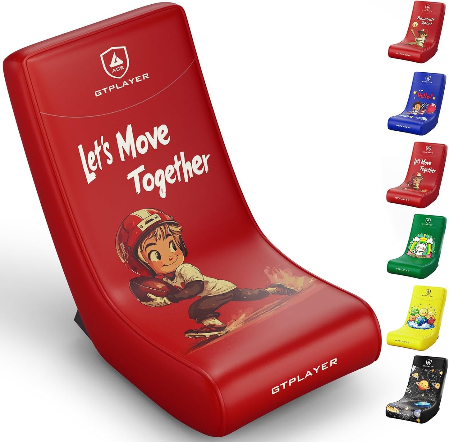 GTPLAYER Gaming Floor Rocking Chair – Rocker Floor Game Chair with Angle Limiter, Stylish Patterned Design, Comfortable Video Game Seat, Blue Flag Pattern