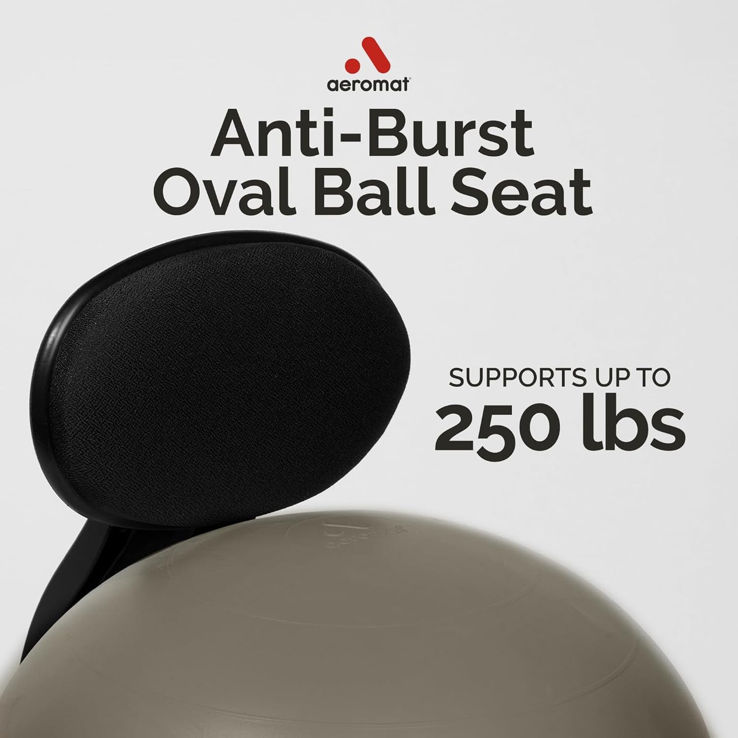 Aeromat Elite Yoga Ball Chair for Office & Home 250lbs Cap – Ergonomic Balance Ball Desk Chair w/Lockable Wheels,Adjustable Height, Anti-Burst Removable Ball, Back Support for Posture & Core Relief
