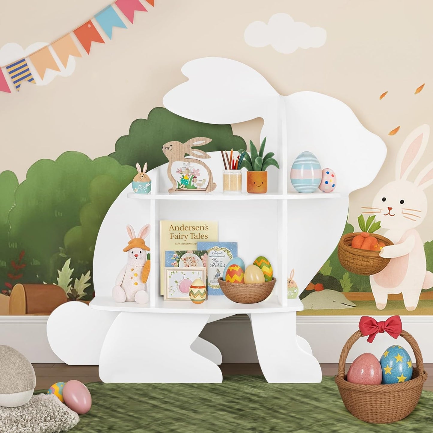 Curipeer Tree Kids Bookshelf, Corner Bookshelf Kids, Bookshelf for Kids, Baby Bookshelf and Toy Storage, Wooden Kids Bookcase, Toddler Book Shelf Organizer for Kids Rooms, Nursery, Bedroom, Green