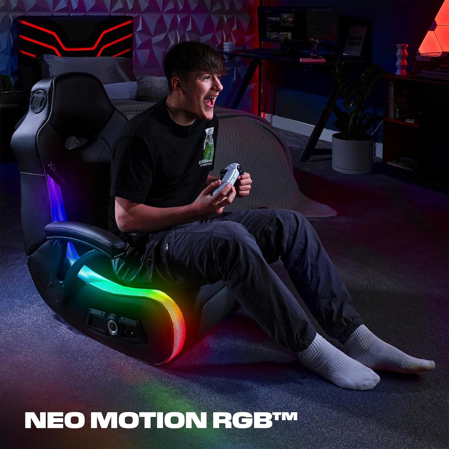 X Rocker Video Gaming Floor Rocker Chair, Built-in Audio, College Dorm Essentials for Guys and Girls, Bedroom, Foldable, Gifts for Gamers