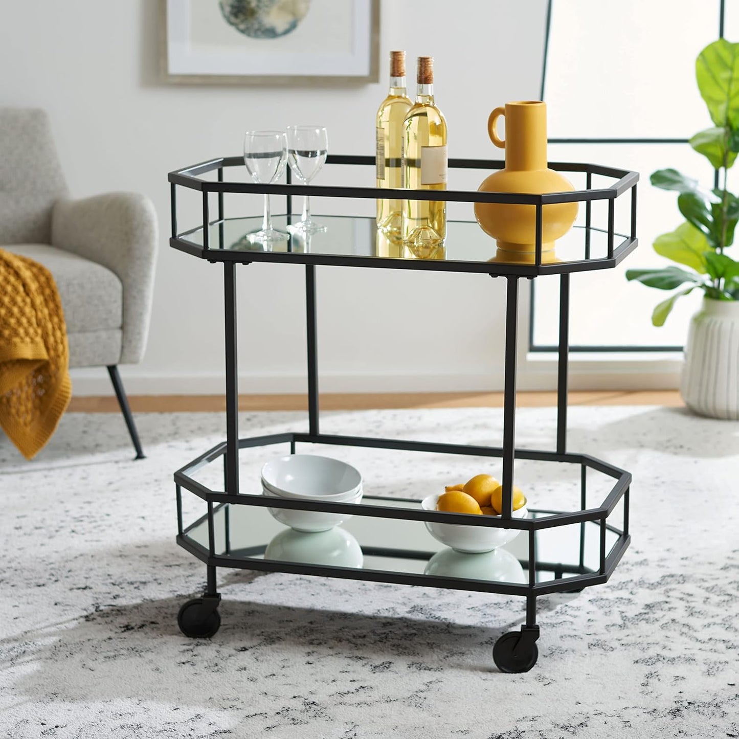Safavieh Silva Bar Cart, Silver/Mirror