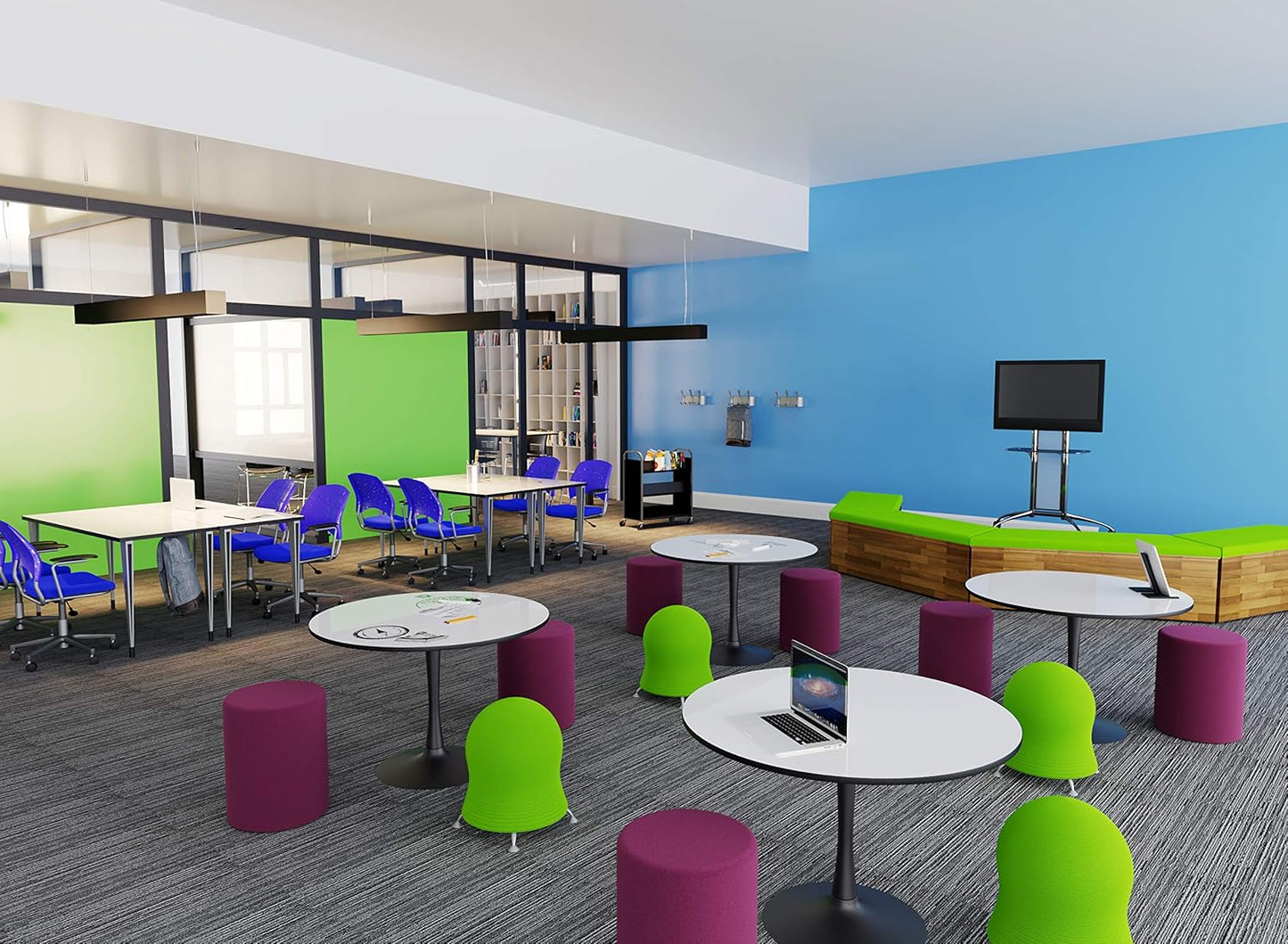 Safco Zenergy Ball Chair, Active Seating, Anti-Burst, Inflatable Chair for Home Office and Classroom, Green Mesh